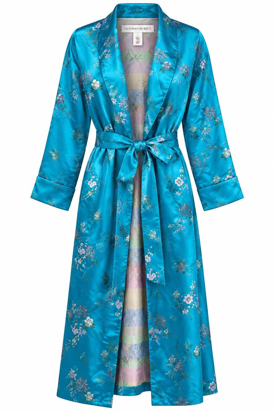 Victoria's Secret Floral Satin Long Kimono Robe